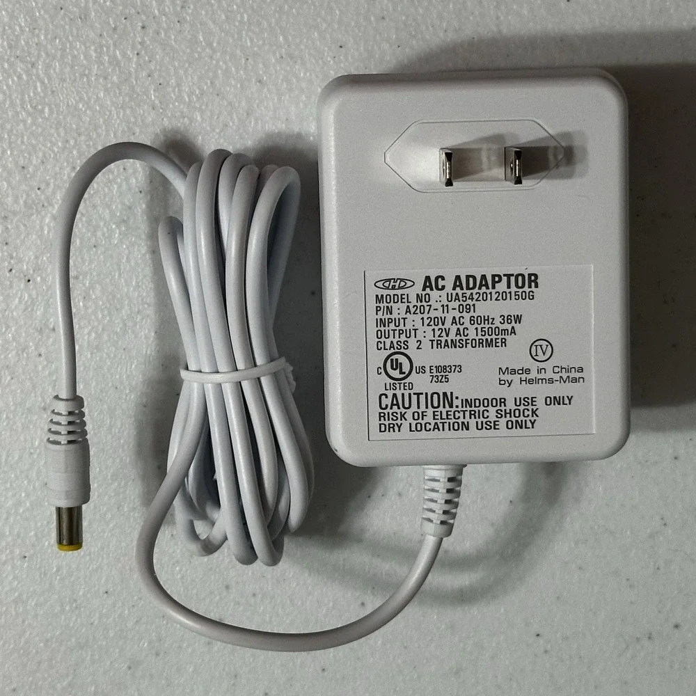 Helms-Man Power Cord Supply Adapter Model: UA5420120150G Output: 12VAC‎ 1500mA